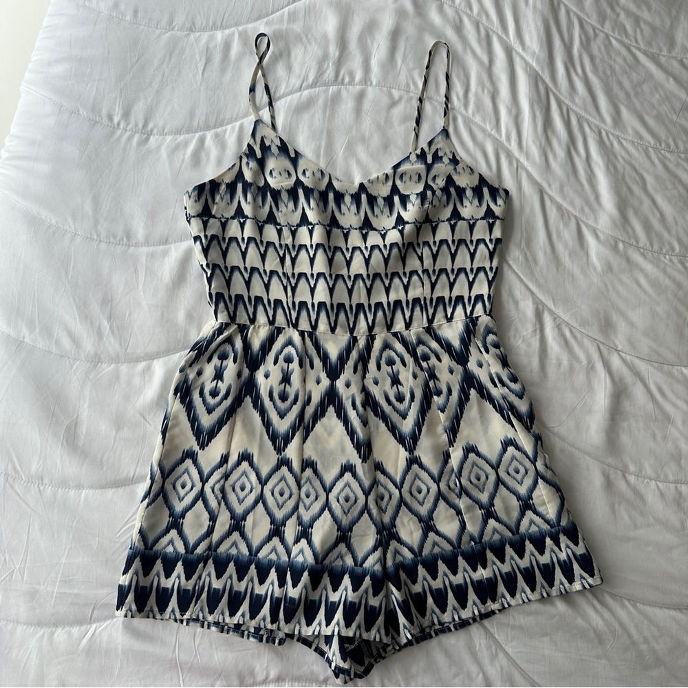 Lulus Navy and White Patterned Romper